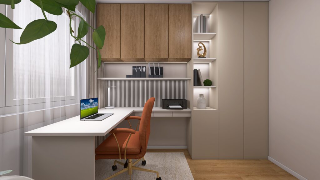 Interiérový dizajn byt domáca pracovňa home office návrh lamely