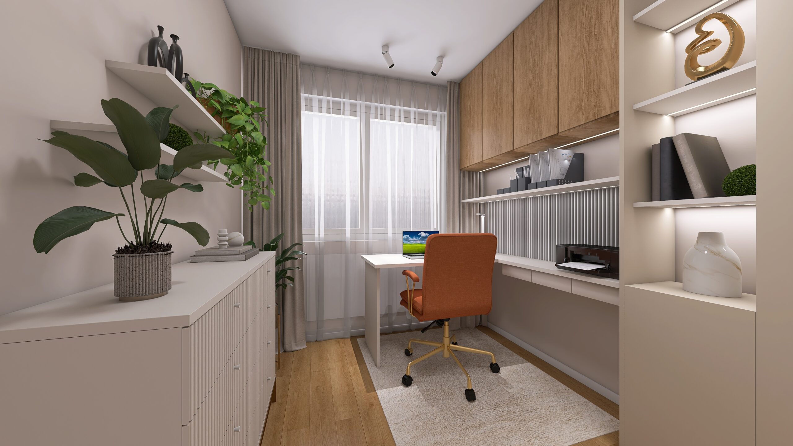 Interiérový dizajn byt domáca pracovňa home office návrh lamely