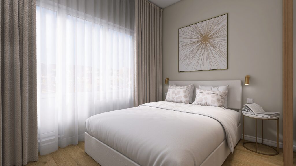 Interiérový dizajn byt spálňa návrh lamely priestor žena