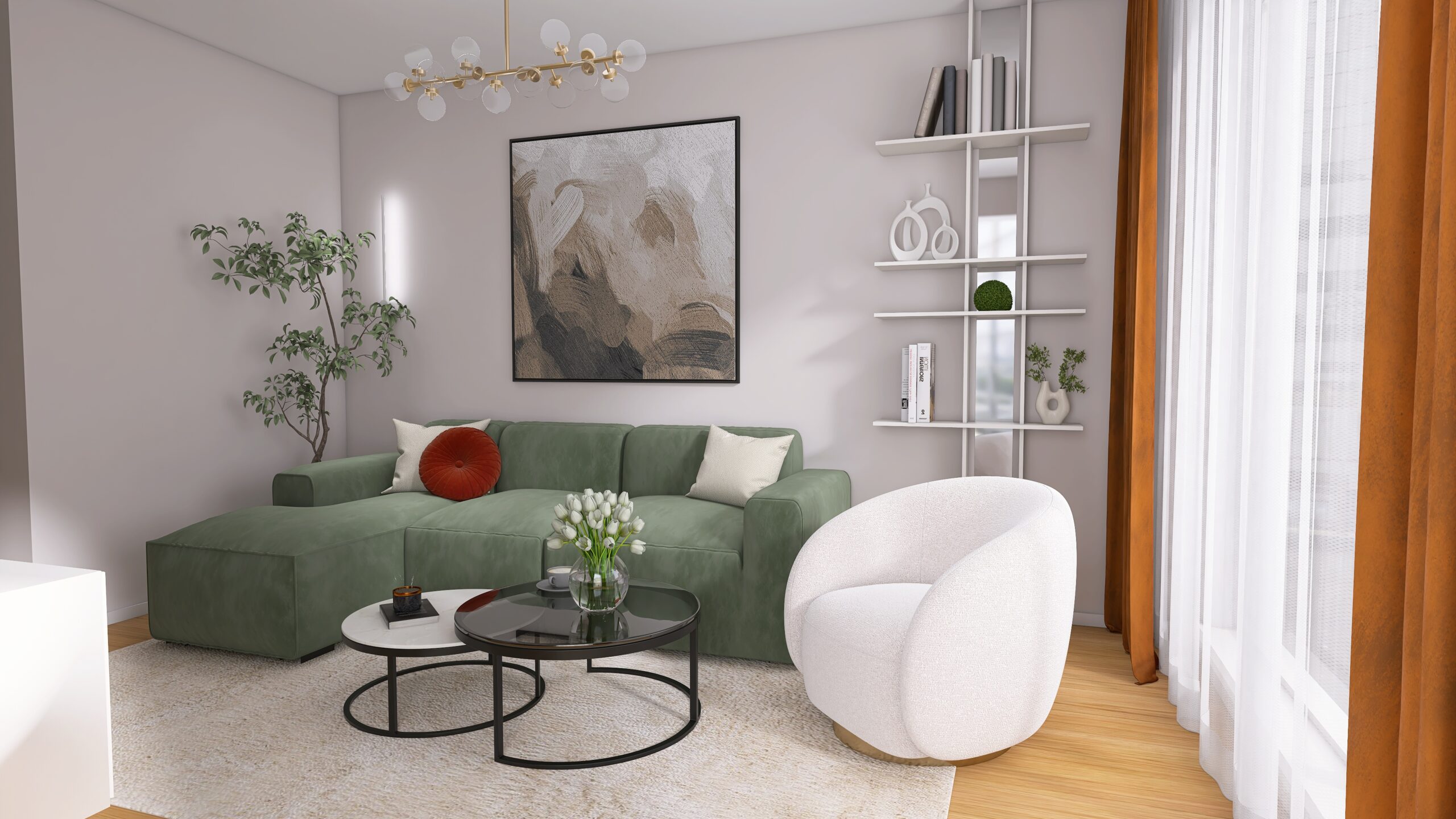 Návrh interiéru moderná obývačka