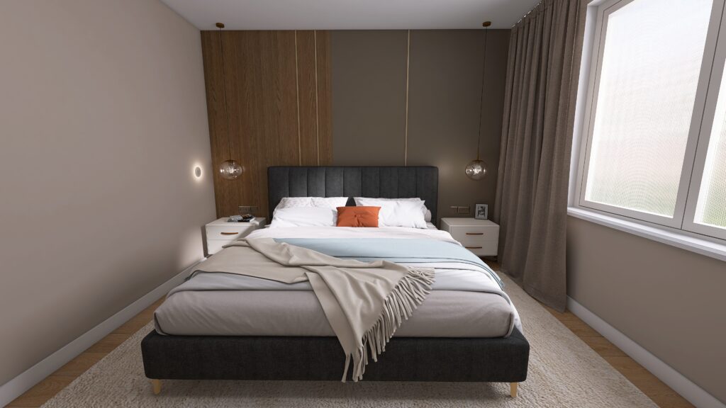 Interiérový dizajn pokojná spálňa